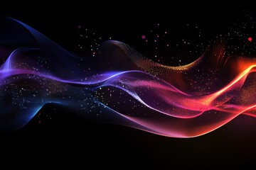 Fototapeta premium Colorful waves of light dance gracefully in a digital universe, creating a mesmerizing visual symphony at night. Generative AI