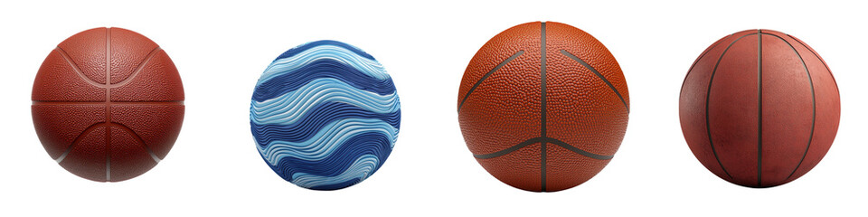 Fototapeta premium Assortment of colorful basketballs against a plain background signifying the excitement and intensity of sports competition team play and athletic achievement