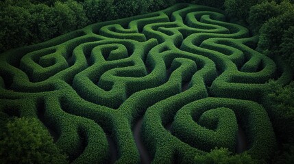 Naklejka premium Lush Green Maze in Forest (1)
