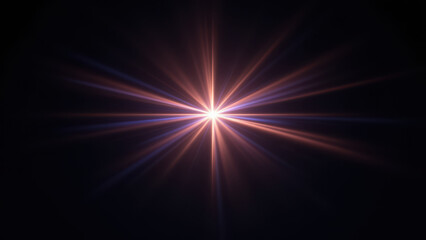 Fototapeta premium Glowing Christian cross with starburst effect on black background.