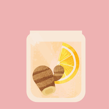 Textural Vector Illustration of Cocktail Drink Beverage
