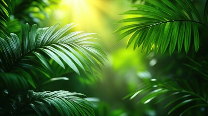 Fototapeta premium Lush Jungle Sunlight Leaves