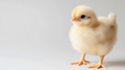 Fototapeta premium Baby Chick Side View White Background Looking Left