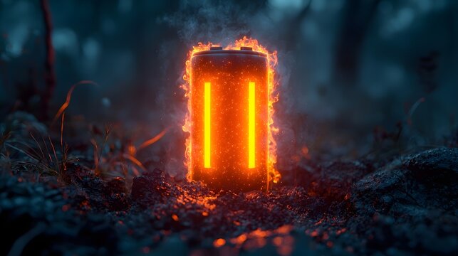 Glowing Battery Icon Filling Up With Energy Progress Bar Minimalist Design - Powered by Adobe