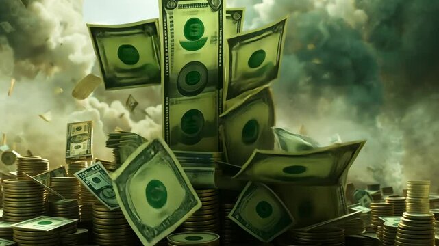 money dollar bil flying sky finance