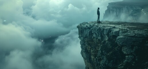 Person standing on top of cliff