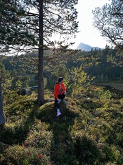 Naklejka premium hiker in the mountains