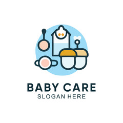 Baby care logo minimalist design premium vector