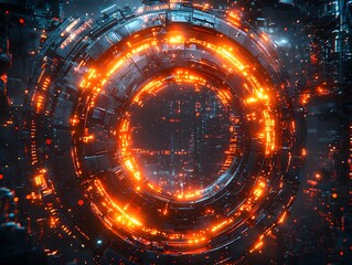 Futuristic Glowing Circular Progress Bar with Lighting Clock Concept