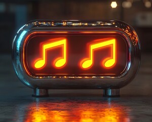 Glowing Progress Bar with Musical Notes Symbolizing Harmony and Completion