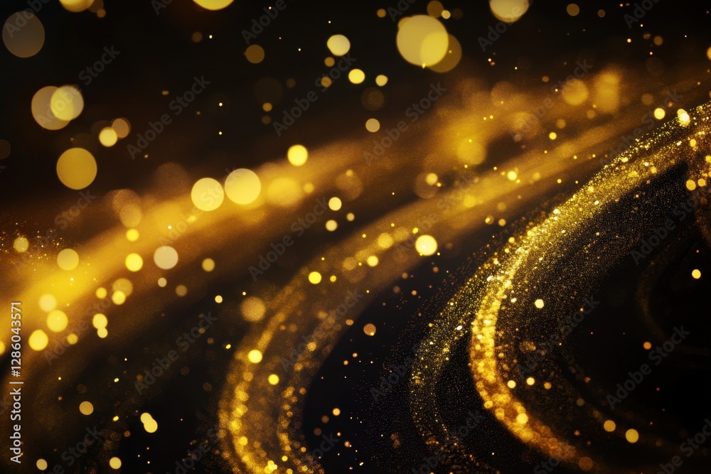 Poster captivating golden light swirls flow elegantly across a dark canvas, creating a mesmerizing visual e