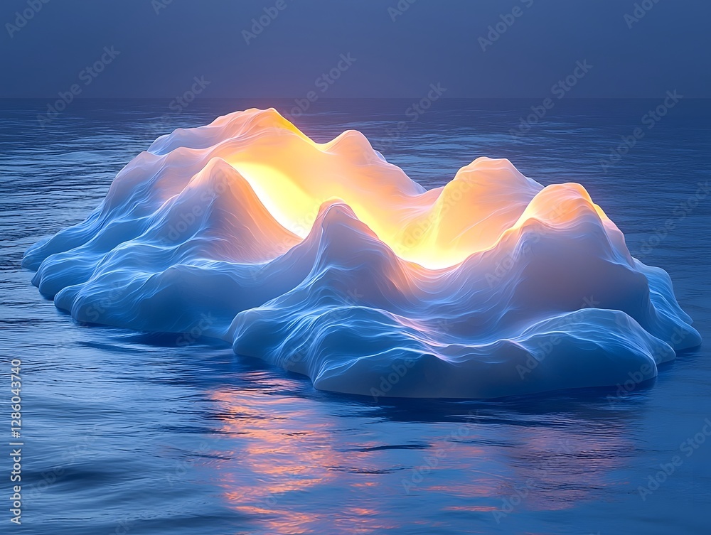 Poster glowing wave shaped digital progress bar with serene and dynamic loading concept