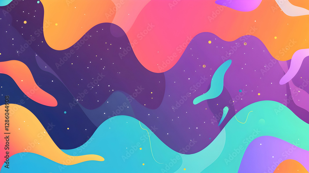 Poster vibrant abstract waves of color blending seamlessly, creating a dynamic visual experience