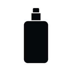 Skincare or cosmetic bottle silhouette icon vector illustration, black skin care bottle clip art
