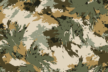 Abstract hunting camouflage, seamless texture, military camouflage pattern, Army or hunting dark khaki green camo clothes. Camouflage wallpaper for textile and fabric. Fashion camo style. Vector