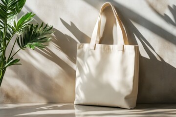 Minimalist Tote Bag Displayed Against a Soft Textured Background