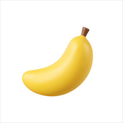 Realistic 3d cartoon banana with a matte finish on a plain white background vector illustration