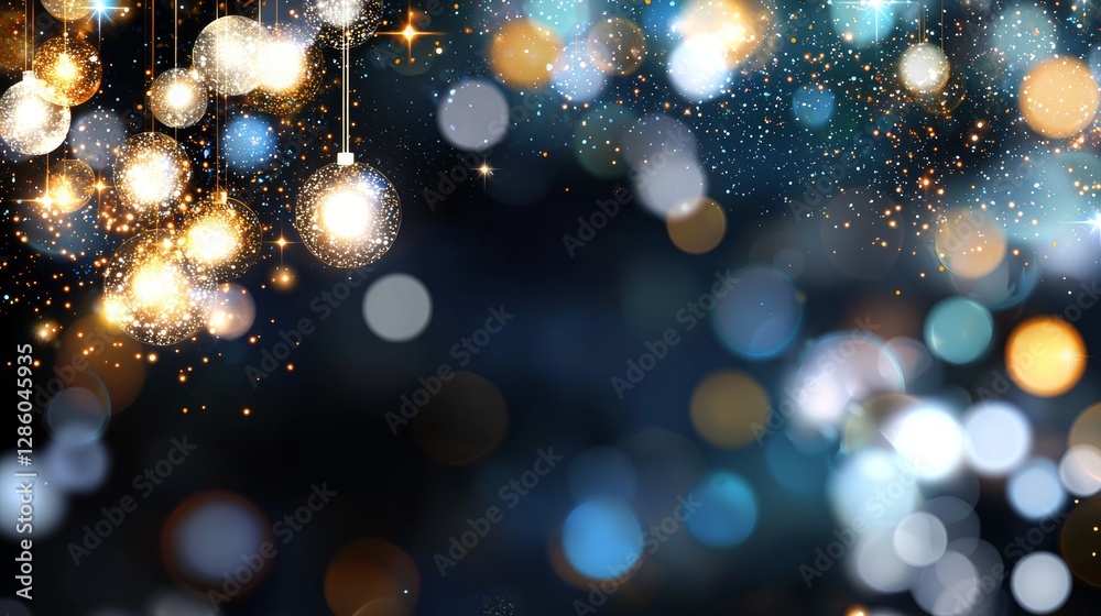 Wall mural a gold abstract bokeh background with real backlit dust particles and lens flare