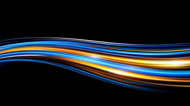 Light flares beautifully. Streaks of glow appear on a dark background. The backdrop features abstract, sparkling lines. This is a wallpaper with a light effect