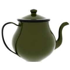 3d render green teapot with transparent background