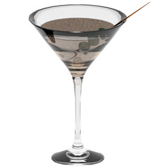 3d render martini glass with transparent background