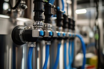 Fototapeta premium Industrial pipelines and valves