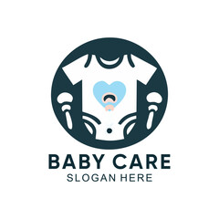 Baby care logo minimalist design premium vector
