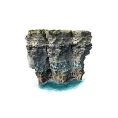 Dramatic Rocky Cliff Overlooking Turquoise Ocean Waves and Foam