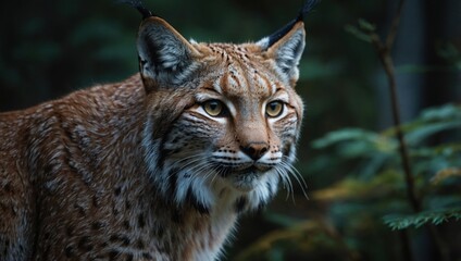 Fototapeta premium Close-up of a lynx in a winter forest