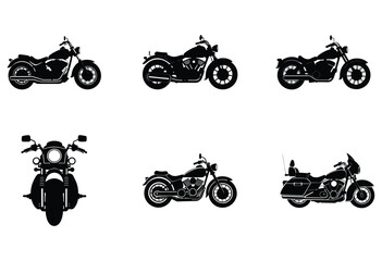 Set of Harley- Davidson motorcycle silhouette