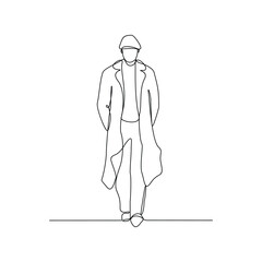 One continuous line drawing of a Detective is on duty vector design illustration. Detective occupation design illustration simple linear style vector concept. Detective illustration for your asset.