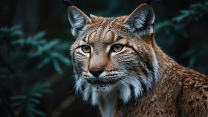 Fototapeta premium Close-up of a lynx in a winter forest