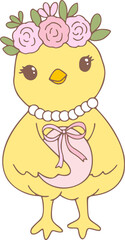 Cute_Pink_Coquette_Easter_Chick_Cartoon_Pastel_Retro_Happy_ Easter_Spring_Animal_Hand_Drawing