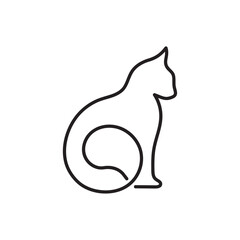 Cat vector with continuous single one line art drawing. New minimalist design minimalism animal pet of cat illustration