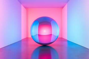 Obraz premium Vibrant Sphere in a Neon-Lit Art Installation