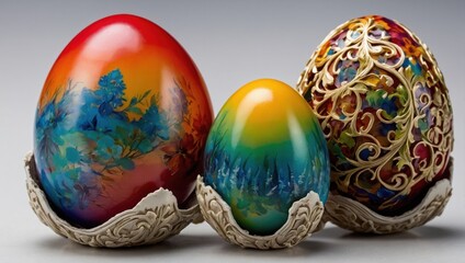 Fototapeta premium Colorful Easter eggs in an egg container