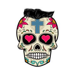 Illustration of mexican sugar skull. Day of the dead.