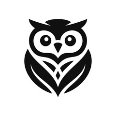 Owl logo vector illustration template black and white. Simple hand draw design of animal