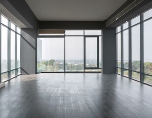 Obraz premium Empty grey panoramic living room interior