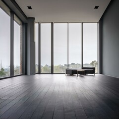 Obraz premium Empty grey panoramic living room interior