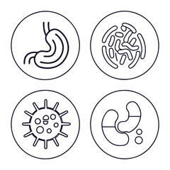 Editable Stroke Digestive System Icons Set