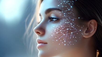 Young Woman With Perfect Skin and Neuro cosmetics Concept Visualization