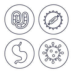 Stomach, Intestine, and Probiotics Line Icons Set