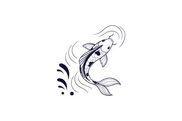 koi fish silhouette clip art vector illustration on a white background