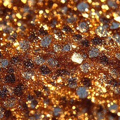 A seamless gold glitter texture highlighted against a golden backdrop, featuring shimmering yellow sequin tinsel