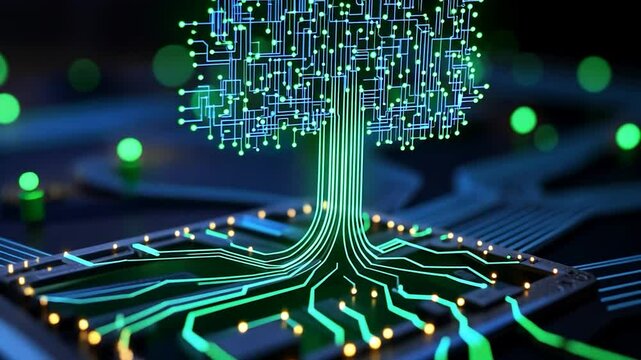 Digital tree of life on circuit board