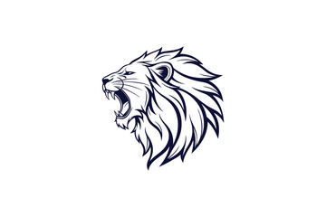roaring lion head silhouette clip art vector illustration
