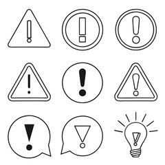 Editable Stroke Exclamation Mark Icons Set