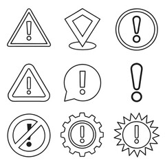 Warning and Caution Outline Icons Collection