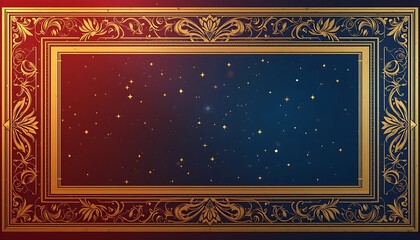 Obraz premium Elegant Golden Frame Design with Starry Sky and Gradient Background
